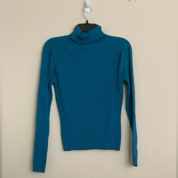 MYTHOLOGY TURTLE NECK blue SWEATER Size XL - Picture 1 of 8